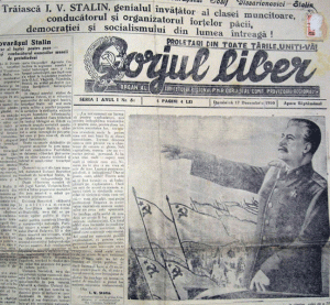Propaganda comunistă, aici prin intermediul ziarului ”Gorjul Liber”, cita exemplul Marelui Frate de la Răsărit de câte ori avea ocazia
