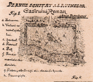În urma unor sondaje arheologice (1891 şi 1894), Alexandru Ştefulescu şi Vitold Rolla Piekarski alcătuiesc o schiţă a castrului