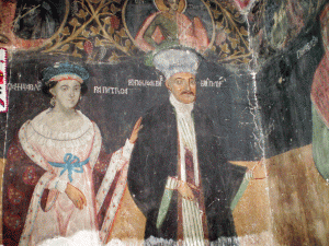 Jupan Ioan Pană Ciorescu şi soţia sale Elenka, ctitorii bisericii