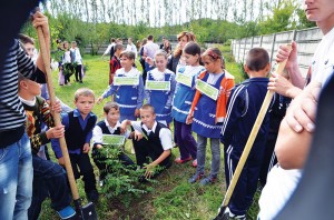 Elevii de la Mătăsari au plantat copaci la aceeaşi oră cu cei din alte ţări