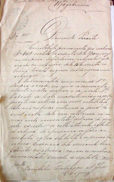 Actul care arată înființarea Arhivei Gorjului în 1873